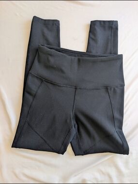 Zella High-Waist Black Ribbed Leggings